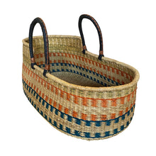 Baby Moses Basket Black Handles - Orange And Green