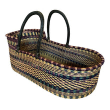 Baby Moses Basket Black Handles - Purple And Green