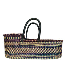 Baby Moses Basket Black Handles - Purple And Green