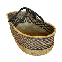 Baby Moses Basket Black Handles - Purple Checkered