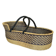 Baby Moses Basket Black Handles - Purple Checkered