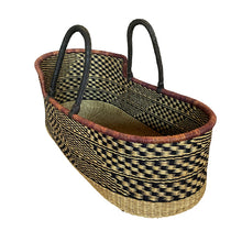 Baby Moses Basket Black Handles - Monochrome Pink Accent