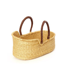 Mini Moses Doll’s Basket – Natural with Brown Handles