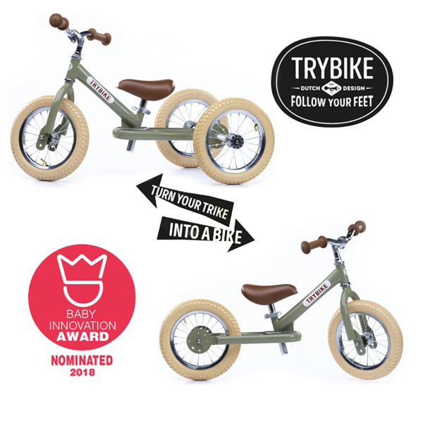Trybike 2 in 1 Balance Bike Steel Silver Elenfhant