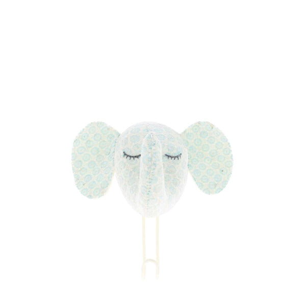 Fiona Walker Animal Head Hook - Sleepy Elephant Blue