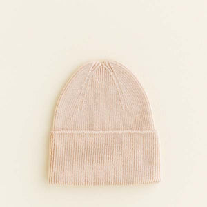 Hvid Knitted Beanie Fonzie (newborn) - Oat