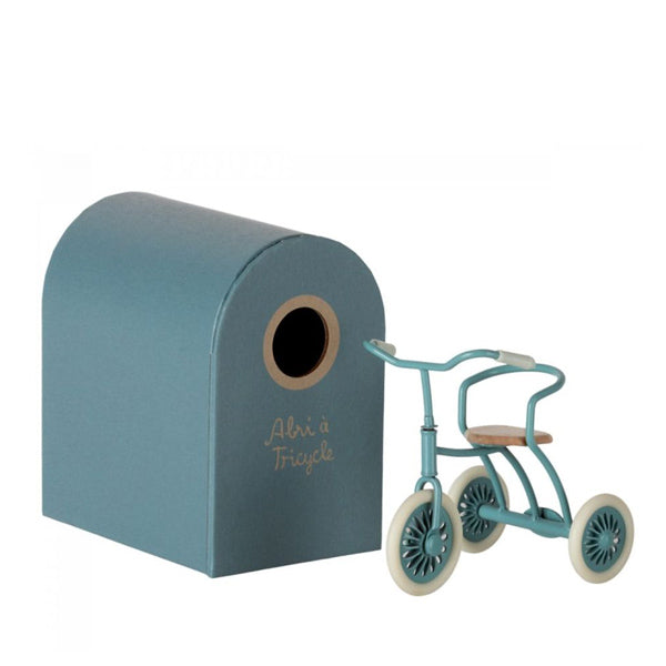 Maileg Abri à Tricycle, Mouse - Petrol Blue