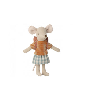 Maileg Tricycle Mouse, Big Sister with Bag - Old Rose