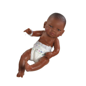 Paola Reina doll 45 cm - Bebita newborn - Black girl with nappy