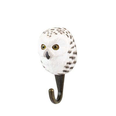 Wildlife Garden Hand Carved Animal Hook - Snowy Owl