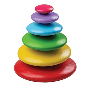 Bigjigs Smooth Wooden Pebble Set - Rainbow