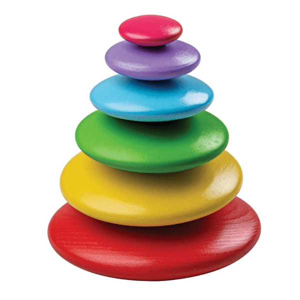 Bigjigs Smooth Wooden Pebble Set - Rainbow