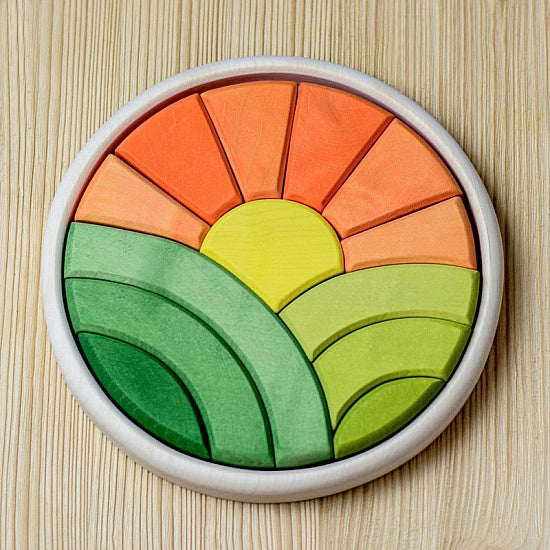 Bumbu Toys Round Puzzle - Hill and Sun