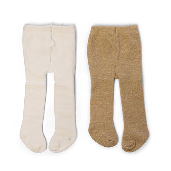 By Astrup Doll Tights, 2 Pair - Cream & Gold