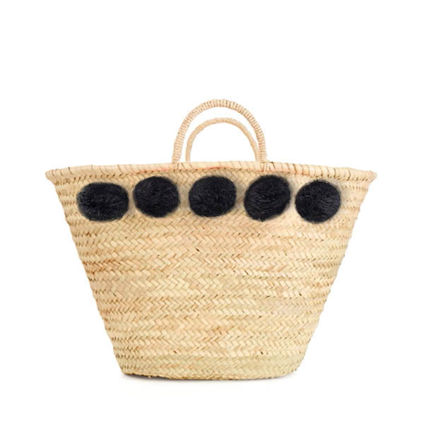 Bohemia Design Pom Pom Basket – Black - Elenfhant