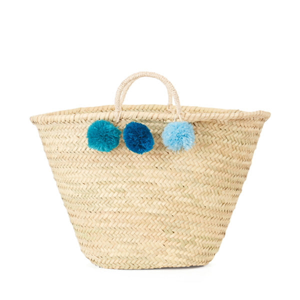 Bohemia Design Pom Pom Basket – Blue Ombre - Elenfhant