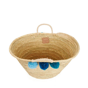 Bohemia Design Pom Pom Basket – Blue Ombre - Elenfhant