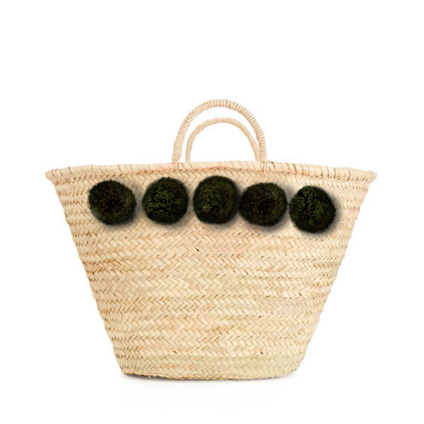 Bohemia Design Pom Pom Basket – Forest Green - Elenfhant