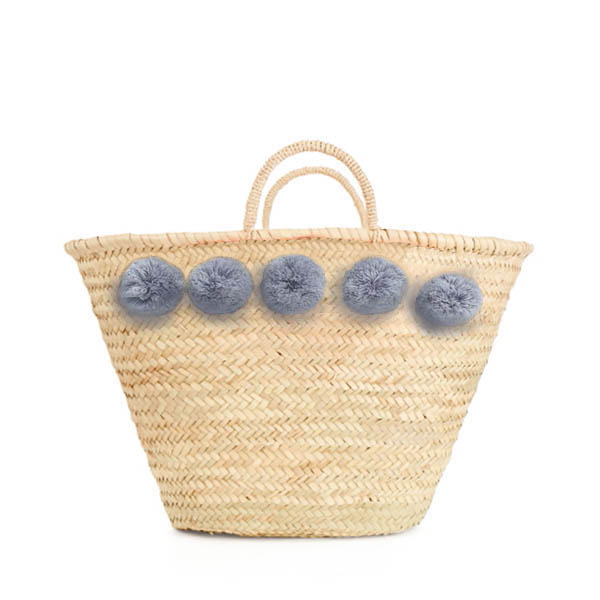 Bohemia Design Pom Pom Basket – Grey - Elenfhant