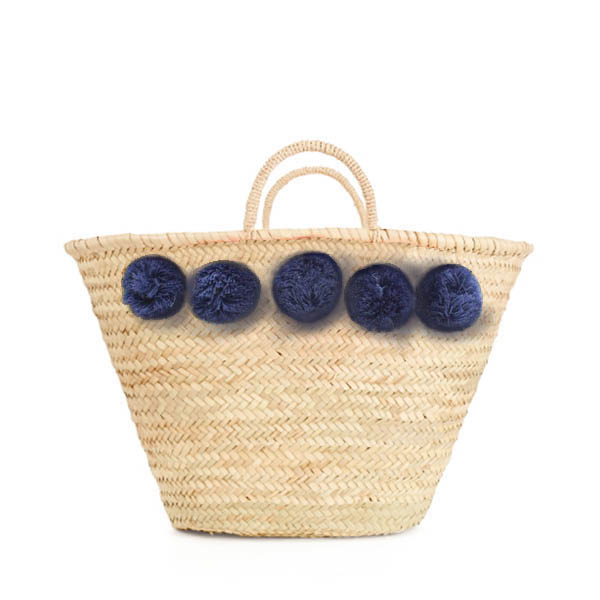 Bohemia Design Pom Pom Basket – Indigo - Elenfhant