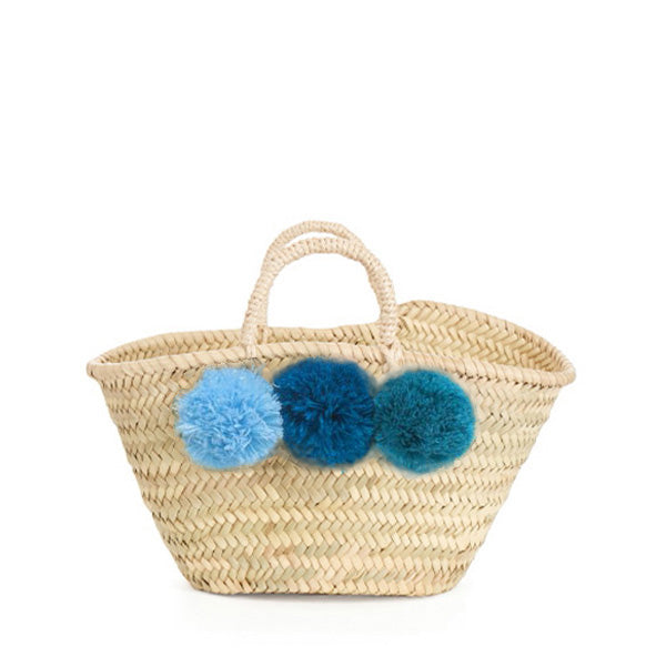 Bohemia Design Mini Pom Pom Basket – Blue Ombre - Elenfhant