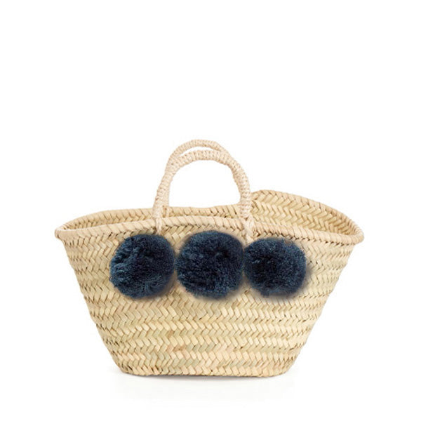 Bohemia Design Mini Pom Pom Basket – Indigo - Elenfhant