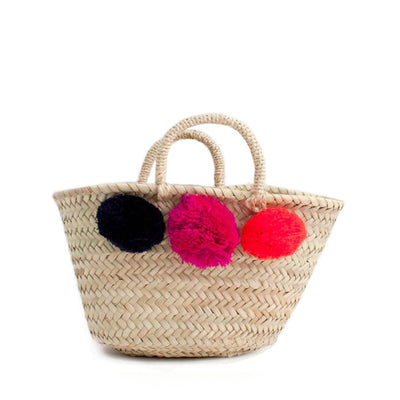 Bohemia Design Mini Pom Pom Basket – Navy Fuchsia Orange - Elenfhant