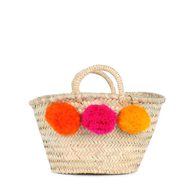 Bohemia Design Mini Pom Pom Basket – Orange Pink Yellow - Elenfhant