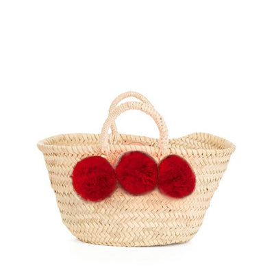 Bohemia Design Mini Pom Pom Basket – Red - Elenfhant