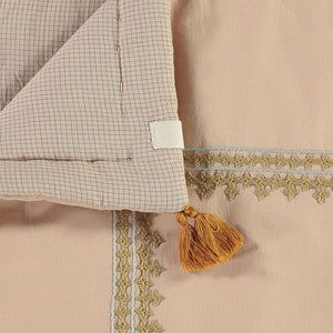 Camomile London Limited Edition Hand Embroidered Reversible Quilt – Peach