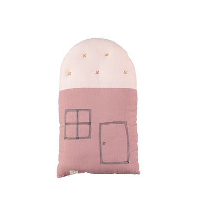 Camomile London Small House Cushion – Blush/Pearl Pink