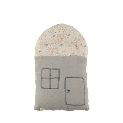 Camomile London Small House Cushion – Minako Golden/Soft Grey