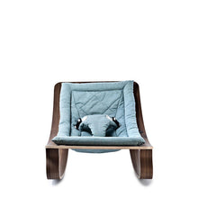 Charlie Crane LEVO Rocker in Walnut - Aruba Blue