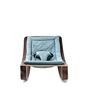 Charlie Crane LEVO Rocker in Walnut - Aruba Blue