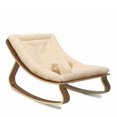 Charlie Crane LEVO Rocker in Walnut - Fur Milk Cushion