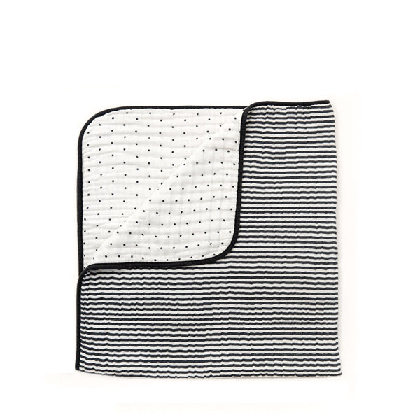 Clementine Kids Reversible Quilt – Black and White Stripe
