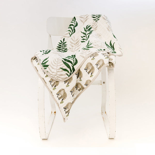 Clementine Kids Reversible Quilt Jungle Fern Elenfhant