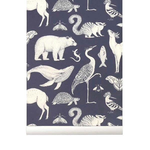 Ferm Living Kids Katie Scott Wallpaper - Animals - Blue