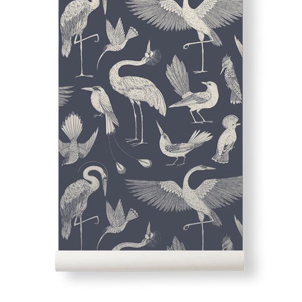 Ferm Living Katie Scott Wallpaper - Birds - Dark Blue