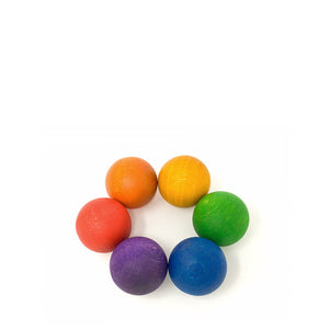 6 Pcs Wooden Balls in Rainbow Colors Diameter 1.8 Inches