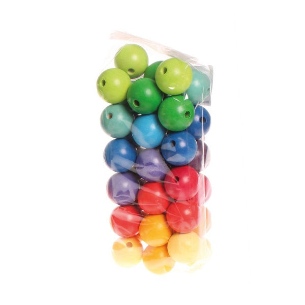 Grimm's Rainbow Wooden Beads Large 30mm - 36 pieces