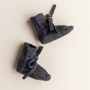 Hvid Knitted Booties – Charcoal
