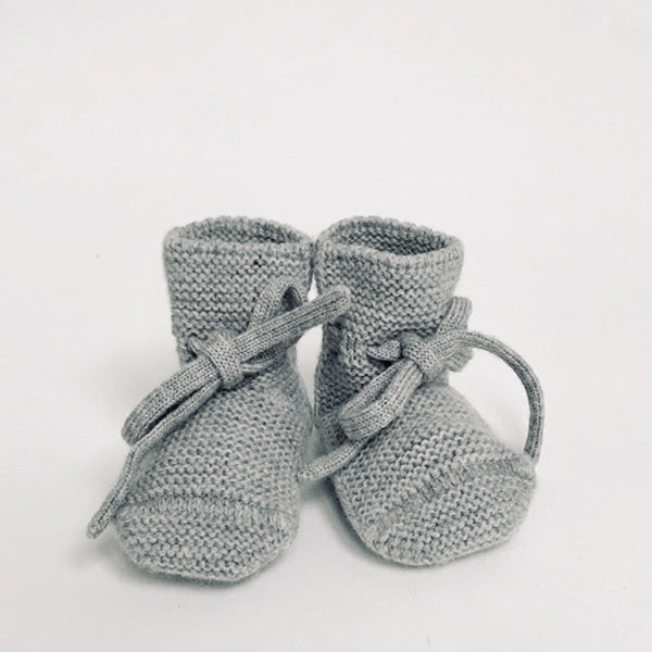 Hvid Knitted Booties – Grey Melange