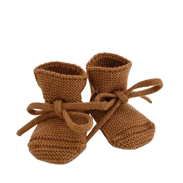 Hvid Knitted Booties – Rust