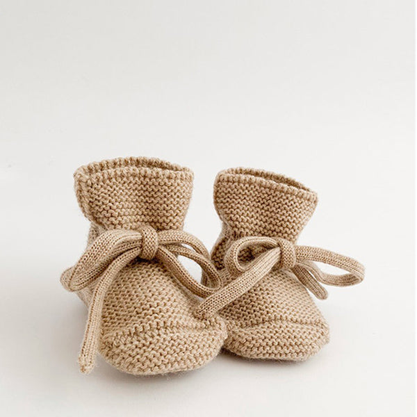 Hvid Knitted Booties – Sand