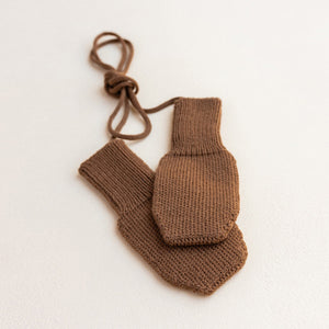 Hvid Knitted Mittens - Chocolate