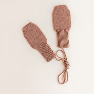 Hvid Knitted Mittens - Terracotta