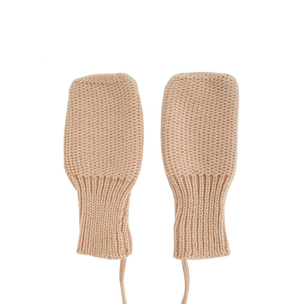 Hvid Knitted Mittens - Apricot