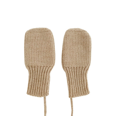 Hvid Knitted Mittens - Sand