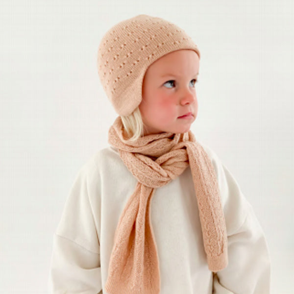 Hvid Knitted Scarf Eduart - Apricot